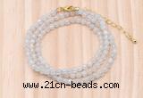 GMN7200 4mm faceted round tiny white jade beaded necklace jewelry