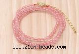 GMN7206 4mm faceted round tiny cherry quartz beaded necklace jewelry