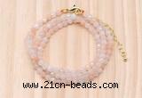 GMN7207 4mm faceted round tiny pink aventurine beaded necklace jewelry