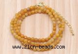 GMN7209 4mm faceted round tiny yellow jade beaded necklace jewelry