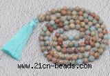 GMN721 Hand-knotted 8mm, 10mm serpentine jasper 108 beads mala necklaces with tassel