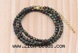 GMN7238 4mm faceted round tiny dragon blood jasper beaded necklace jewelry