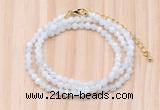 GMN7251 4mm faceted round tiny white moonstone beaded necklace jewelry