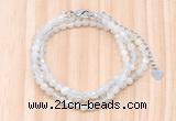 GMN7252 4mm faceted round tiny white moonstone beaded necklace jewelry