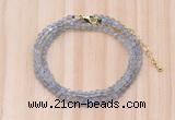GMN7255 4mm faceted round tiny labradorite beaded necklace jewelry