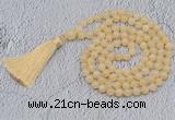 GMN726 Hand-knotted 8mm, 10mm honey jade 108 beads mala necklaces with tassel