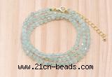 GMN7262 4mm faceted round prehnite beaded necklace jewelry