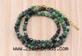 GMN7264 4mm faceted round ruby zoisite beaded necklace jewelry