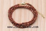 GMN7265 4mm faceted round goldstone beaded necklace jewelry