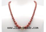 GMN7302 red jasper graduated beaded necklace & bracelet set