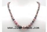 GMN7317 rhodonite graduated beaded necklace & bracelet set