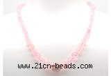 GMN7325 rose quartz graduated beaded necklace & bracelet set