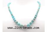 GMN7349 blue sea sediment jasper graduated beaded necklace & bracelet set