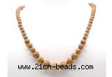 GMN7352 wooden jasper graduated beaded necklace & bracelet set