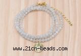 GMN7400 4mm faceted round tiny white jade beaded necklace with constellation charm