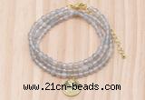 GMN7401 4mm faceted round tiny grey agate beaded necklace with constellation charm