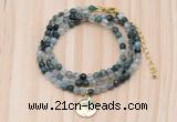 GMN7403 4mm faceted round tiny moss agate beaded necklace with constellation charm