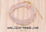 GMN7407 4mm faceted round tiny pink aventurine beaded necklace with constellation charm