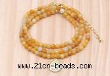 GMN7408 4mm faceted round tiny yellow aventurine beaded necklace with constellation charm