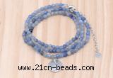 GMN7410 4mm faceted round tiny blue aventurine beaded necklace with constellation charm