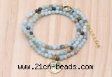 GMN7412 4mm faceted round tiny amazonite beaded necklace with constellation charm