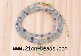 GMN7414 4mm faceted round tiny fluorite beaded necklace with constellation charm
