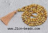 GMN742 Hand-knotted 8mm, 10mm golden tiger eye 108 beads mala necklaces with tassel