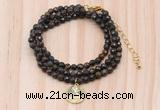 GMN7421 4mm faceted round tiny bronzite beaded necklace with constellation charm