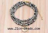 GMN7430 4mm faceted round tiny dalmatian jasper beaded necklace with constellation charm