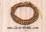 GMN7431 4mm faceted round tiny wooden jasper beaded necklace with constellation charm