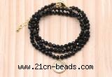 GMN7448 4mm faceted round tiny golden obsidian beaded necklace with constellation charm