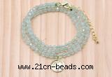 GMN7462 4mm faceted round prehnite beaded necklace with constellation charm