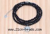 GMN7466 4mm faceted round blue goldstone beaded necklace with constellation charm