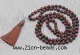 GMN749 Hand-knotted 8mm, 10mm red tiger eye 108 beads mala necklaces with tassel