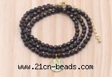 GMN7537 4mm faceted round tiny brecciated jasper beaded necklace with letter charm