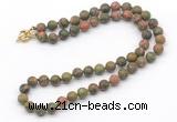 GMN7604 18 - 36 inches 8mm, 10mm matte unakite beaded necklaces