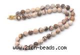 GMN7628 18 - 36 inches 8mm, 10mm matte brown zebra jasper beaded necklaces