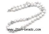 GMN7700 18 - 36 inches 8mm, 10mm round white howlite beaded necklaces