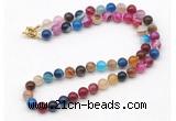 GMN7747 18 - 36 inches 8mm, 10mm round colorful banded agate beaded necklaces
