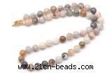 GMN7764 18 - 36 inches 8mm, 10mm round bamboo leaf agate beaded necklaces