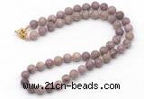 GMN7828 18 - 36 inches 8mm, 10mm round lepidolite beaded necklaces