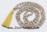 GMN819 Hand-knotted 8mm, 10mm feldspar 108 beads mala necklace with tassel