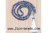 GMN8201 18 - 36 inches 8mm blue spot stone 54, 108 beads mala necklace with tassel