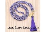 GMN8204 18 - 36 inches 8mm dogtooth amethyst 54, 108 beads mala necklace with tassel