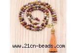 GMN8212 18 - 36 inches 8mm mookaite 54, 108 beads mala necklace with tassel