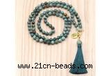 GMN8214 18 - 36 inches 8mm African turquoise 54, 108 beads mala necklace with tassel