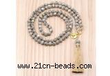 GMN8218 18 - 36 inches 8mm feldspar 54, 108 beads mala necklace with tassel
