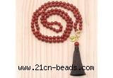 GMN8223 18 - 36 inches 8mm red agate 54, 108 beads mala necklace with tassel