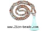 GMN8413 8mm, 10mm serpentine jasper 27, 54, 108 beads mala necklace with tassel