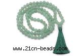 GMN8427 8mm, 10mm matte green aventurine 27, 54, 108 beads mala necklace with tassel